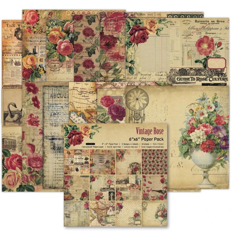 Graph Paper Pad - สมุดภาพ Pad สารพันรูปแบบ Decoupage การ์ดกระดาษด้านเดียว Vintage