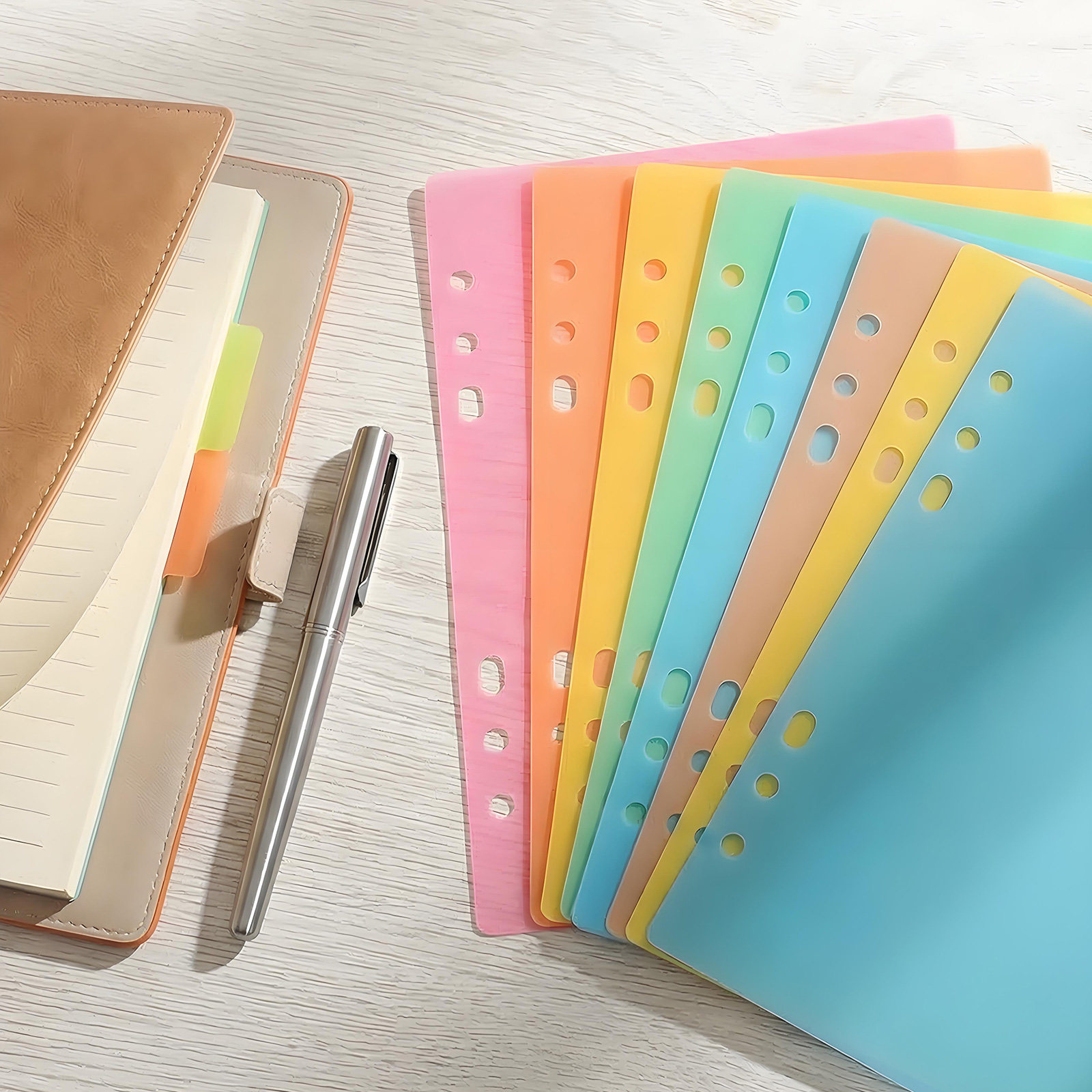 Index Tab Divider - 10 ชิ้น แผ่นแบ่งเอกสารพลาสติกหลากสี ป้ายดัชนีเอกสารสำหรับจัดเก็บเอกสารในสำนักงานและโรงเรียน