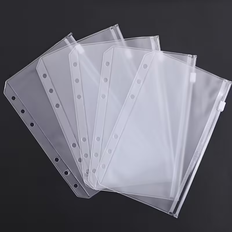 Portfolio Folder Zip - ซองใส่เอกสารแบบมีซิปสำหรับแฟ้ม 6 ห่วง ขนาด A5/A6/A7 วัสดุ