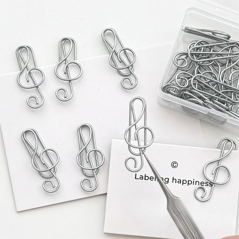 Office Supply Office Stationery Items - คลิปหนีบกระดาษโลหะลายโน้ตดนตรี 20/50 ชิ้น สำหรับทำเครื่องหมาย ป้ายชื่อ ป้ายบอกตำแหน่ง