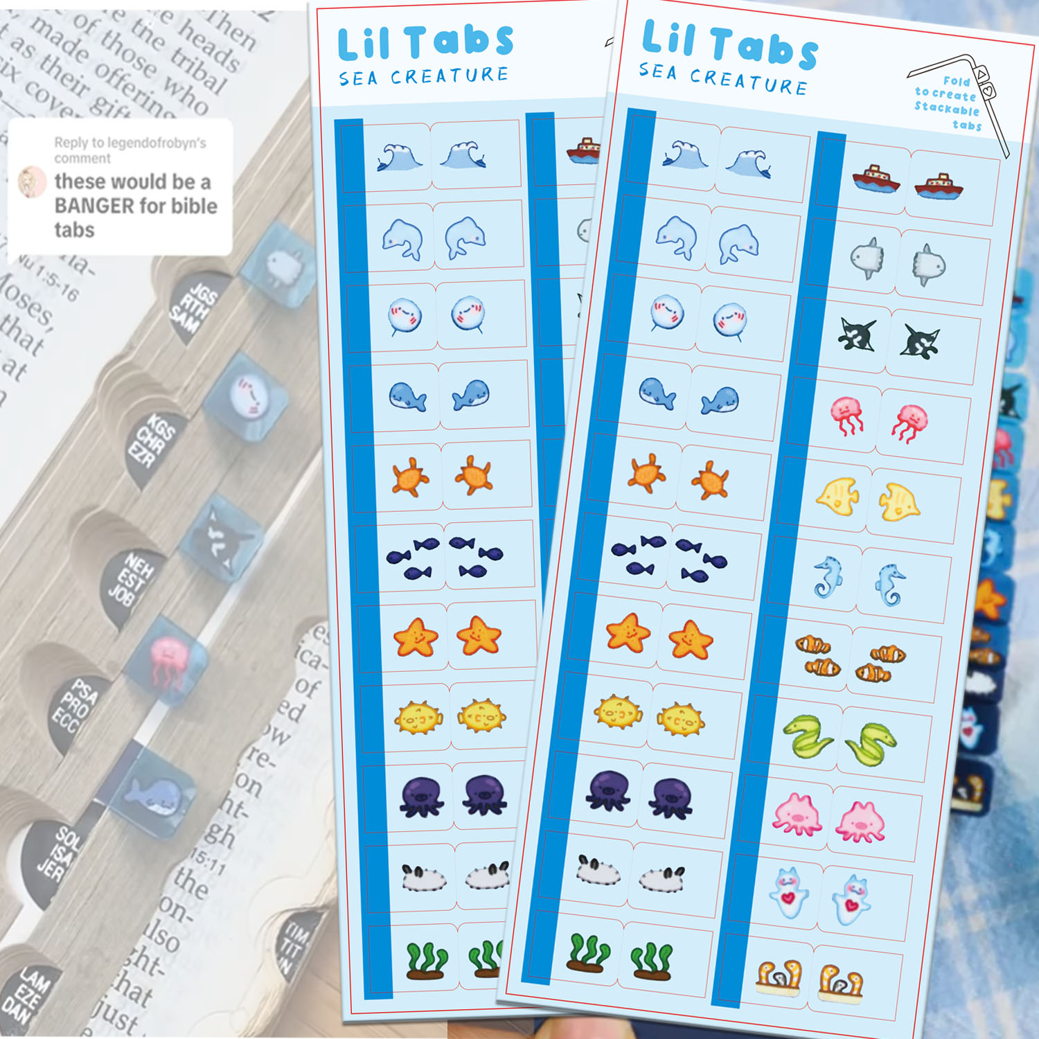 Index Tab Divider - สัตว์ทะเล Lil Tab สติกเกอร์แท็บ,สัตว์ทะเลน่ารัก Buddy Lil
