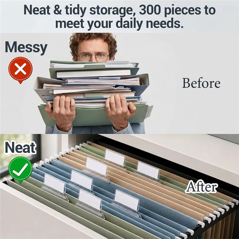 File Folder Hanging - A53M-แฟ้มเอกสารแบบแขวนใสพร้อมป้ายกำกับ ขนาด 3.5 นิ้ว 300 ชิ้น