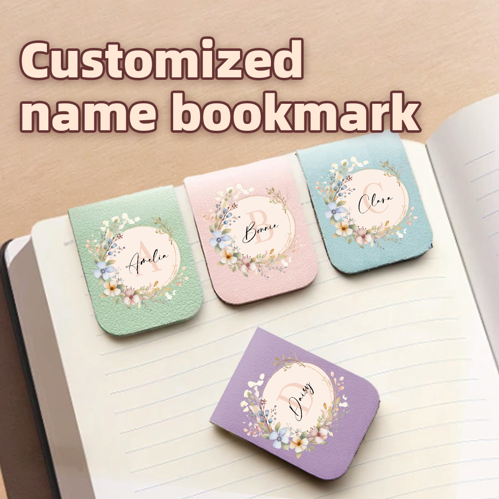 Bookmark Magnetic Clip - ที่คั่นหนังสือหนังแท้ 1 ชิ้น พร้อมกระจกตกแต่งพวงหรีด, ที่คั่นหนังสือหนังแท้แบบกำหนดเองพร้อมกระจกตกแต่งพวงหรีด, ที่คั่นหนังสือแม่เหล็กแบบส่วนตัว
