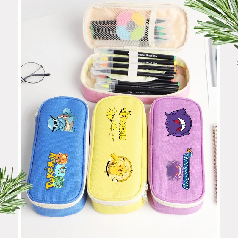 Stationery Supplier - โปเกมอน ปิกาจูกล่องดินสอน่ารักเครื่องเขียนนักเรียนการ์ตูนอะนิเมะกราฟิกพิมพ์อุปกรณ์การเรียนแบบพกพาความจุขนาดใหญ่ของขวัญ