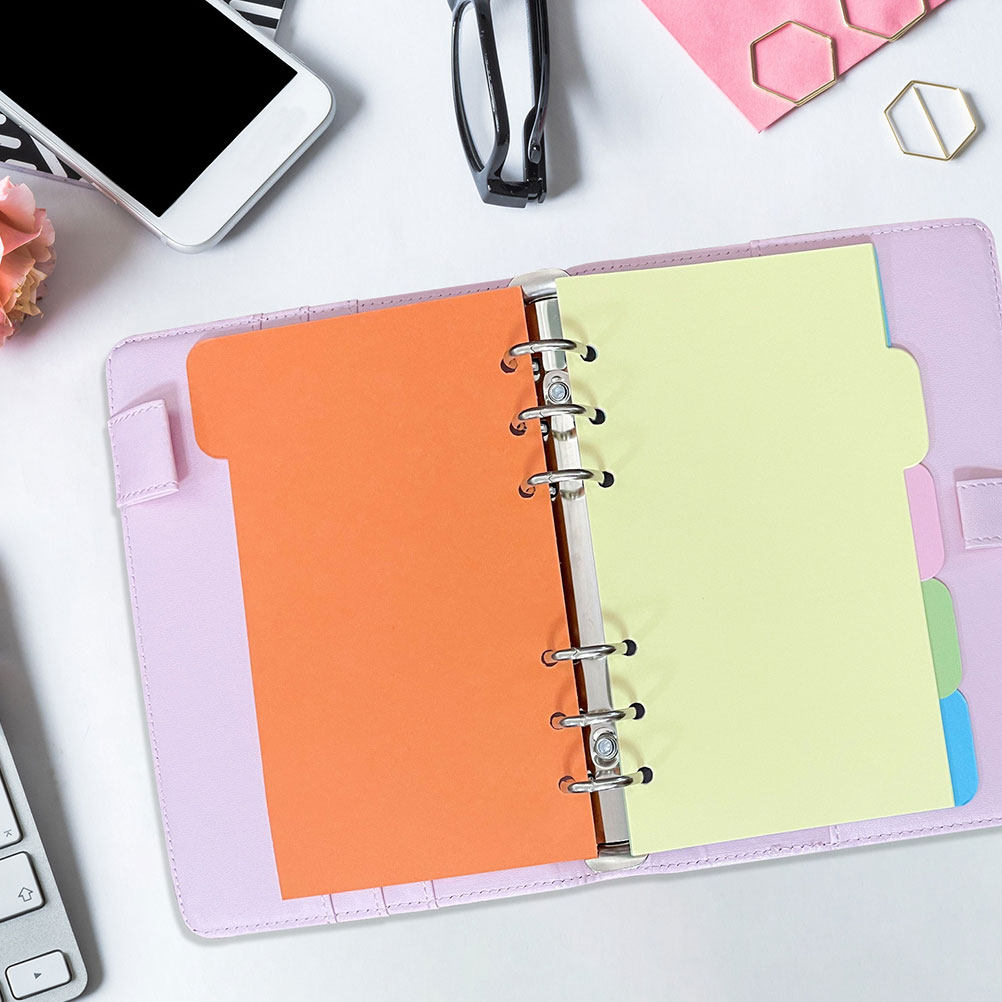 Index Tab Divider - แผ่นแบ่งหมวดพลาสติก 30 ชิ้น พร้อมป้ายกำกับสีสำหรับเปลี่ยนกระดาษในสมุดบันทึก กระดาษแพลนเนอร์แบบมีรูสำหรับจัดหมวดหมู่