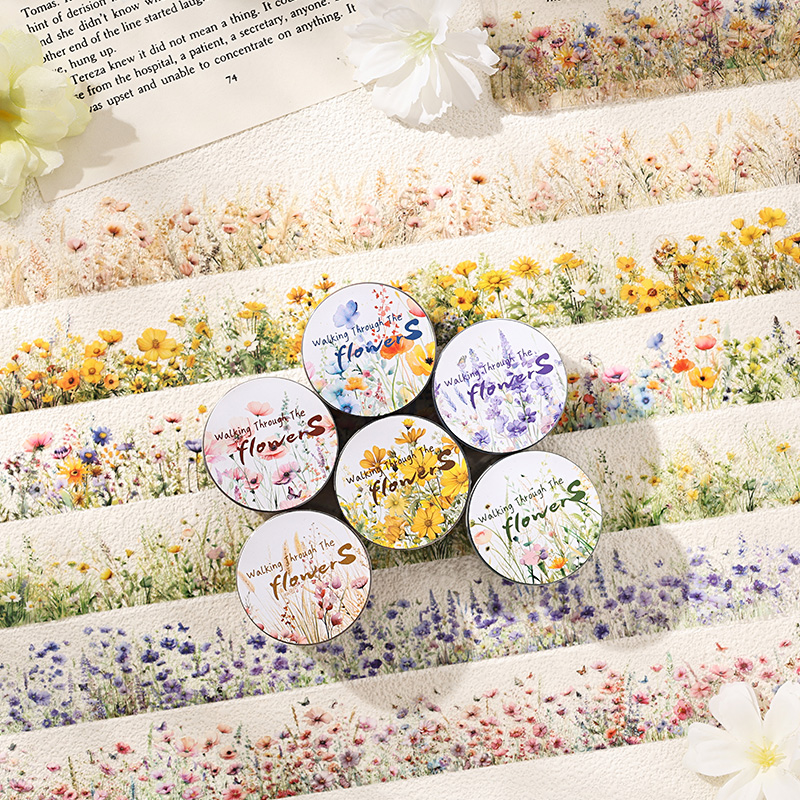 Label Printer Tape - 30mm * 2m Creative พืชและดอกไม้เทปเต็นท์มือ DIY