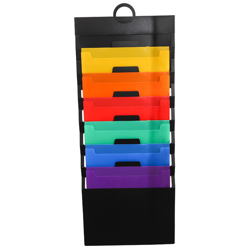 File Folder Hanging - กระเป๋าใส่พาสปอร์ตที่ใส่ของแบบแขวนกระดาษสีแบบพกพาสีรุ้งพร้อมกระเป๋าขนาดใหญ่6ใบ A4แฟ้มซอง