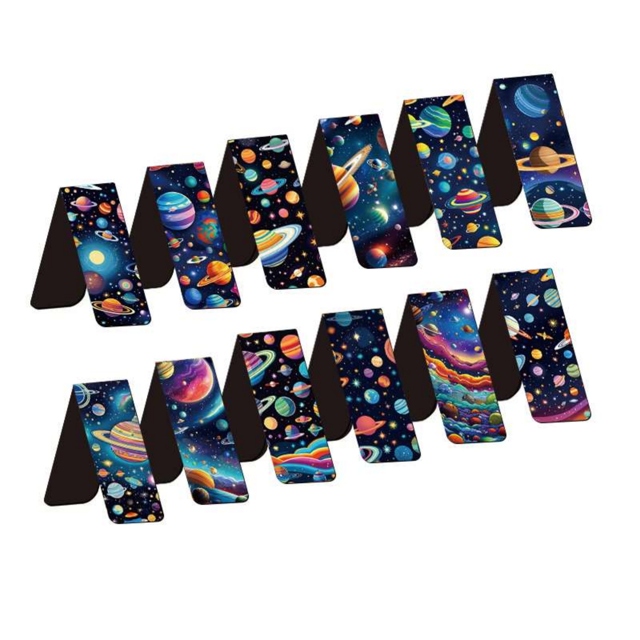 Bookmark Magnetic Clip - ที่คั่นหนังสือแม่เหล็กธีมอวกาศและดาวเคราะห์ 12 ชิ้น - เครื่องหมายหน้ากระดาษที่ทนทานสําหรับนักเรียน ครู