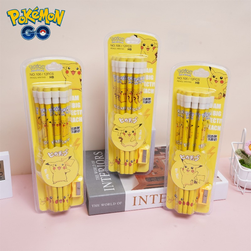 12 ชิ้น โปเกมอนดินสอพร้อมยางลบ - Office Supply Office Stationery Items บทวิจารณ์และราคา