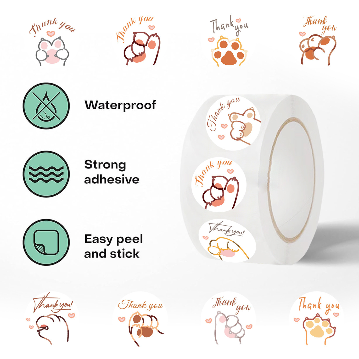สติกเกอร์ขอบคุณลายการ์ตูนอุ้งเ - Sticker Label Roll บทวิจารณ์และราคา